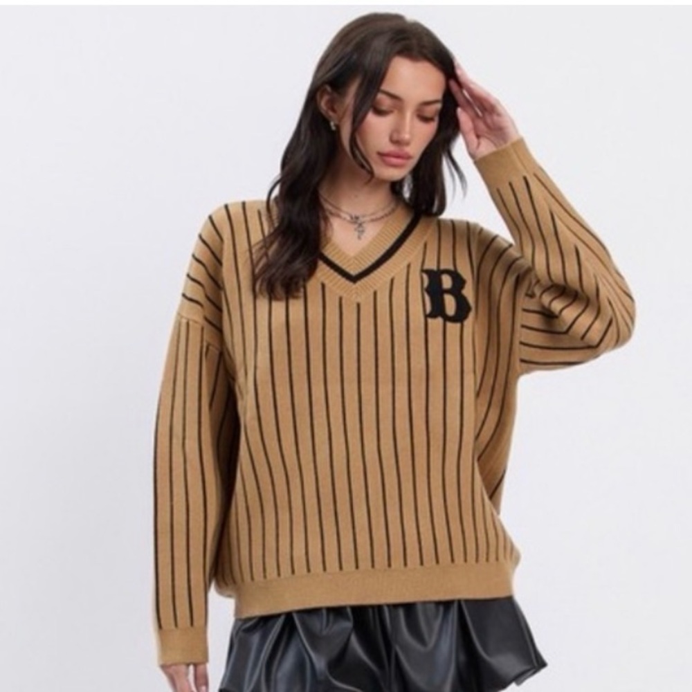 Boutique Embroidered V-Neck Sweater